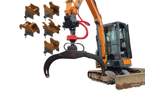 mini excavator grapple attachment|mini excavator rotating log grapple.